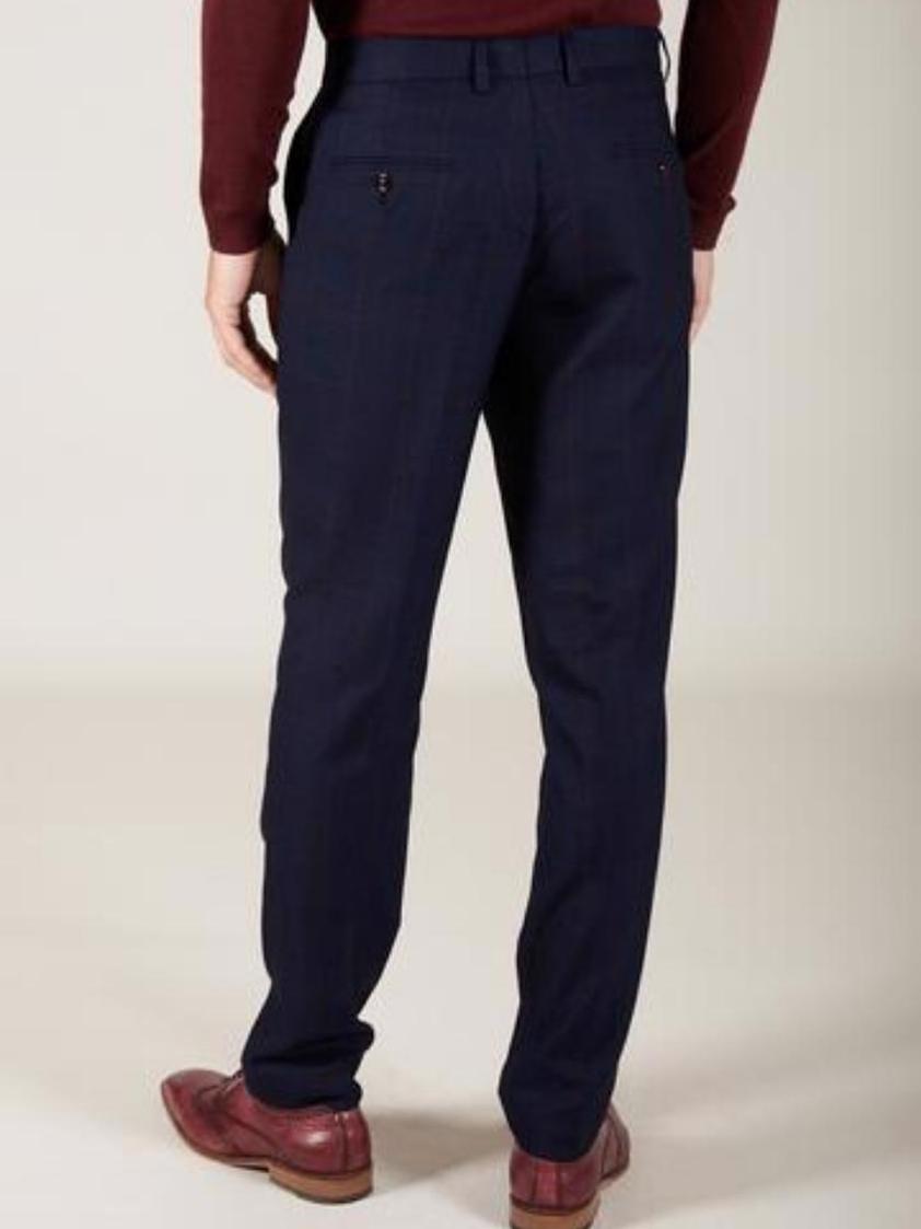 Navy Edinson Navy Check Three Piece Suit