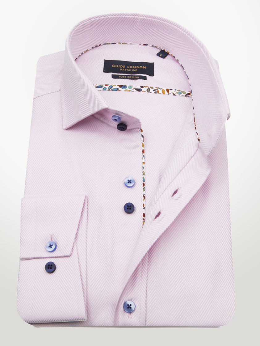 Pink Oxford Weave Slim Fit Shirt