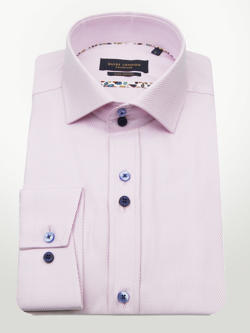 Pink Oxford Weave Slim Fit Shirt