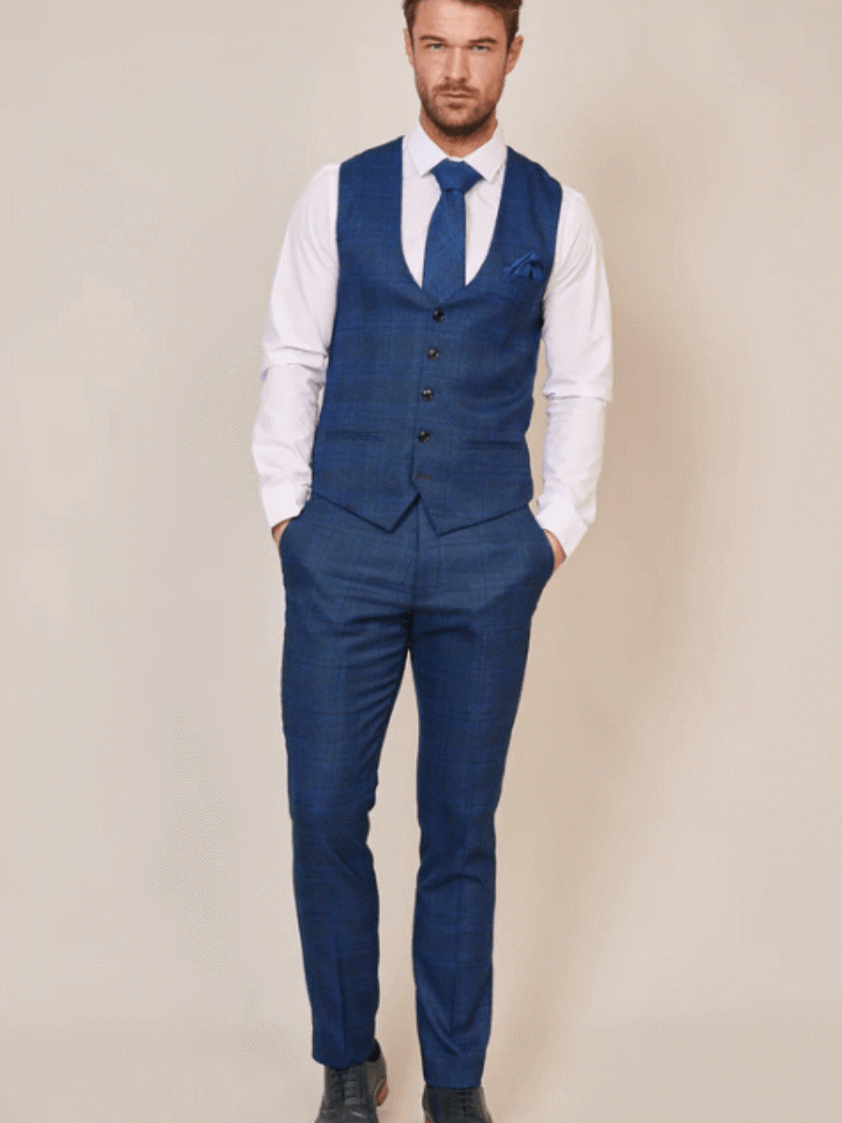 Navy Jerry grey check Trouser