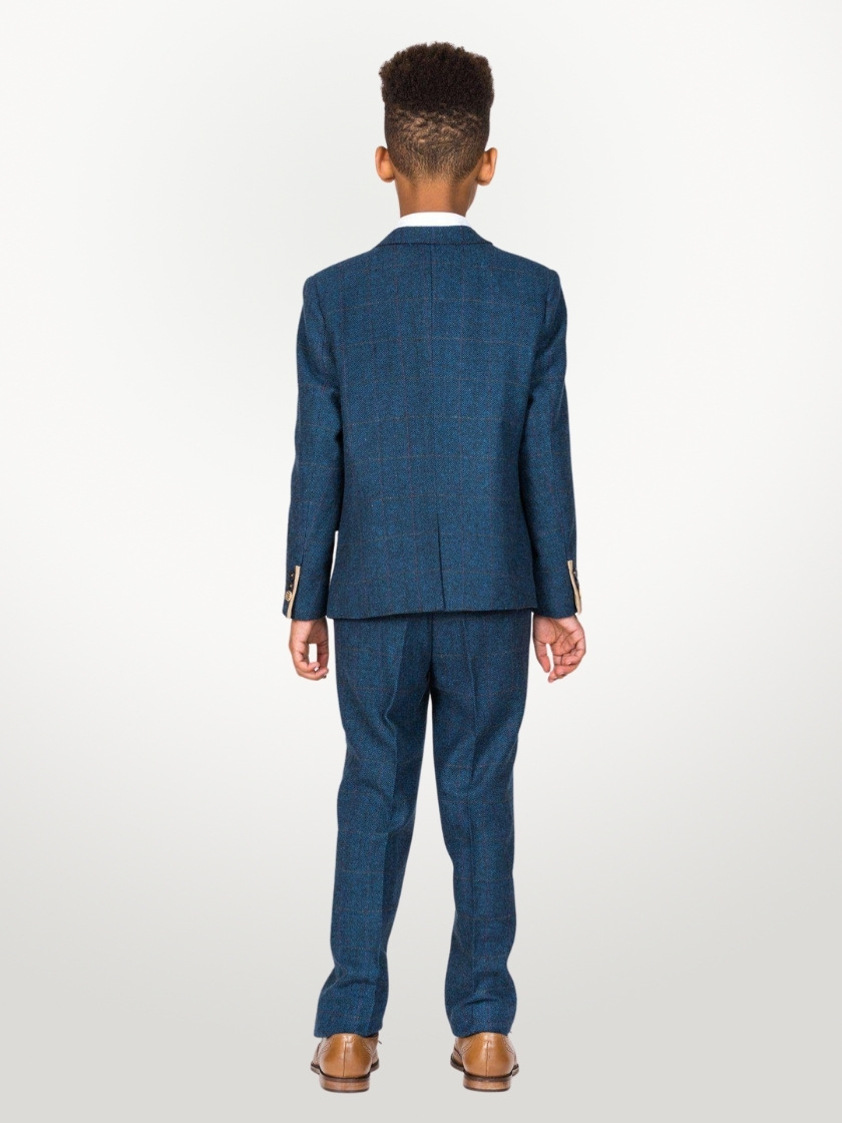 Blue Dion Tweed Check Kids Suit