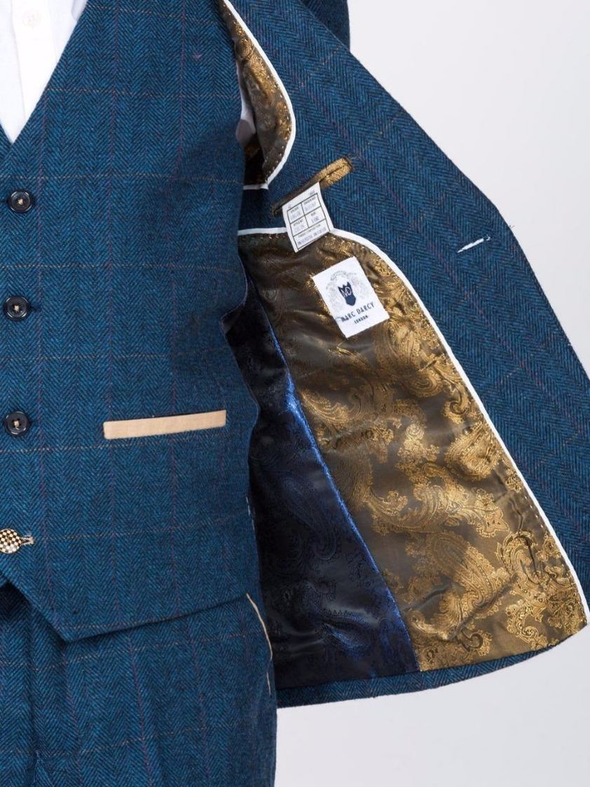 Blue Dion Tweed Check Kids Suit