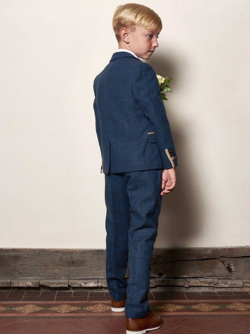 Blue Dion Tweed Check Kids Suit