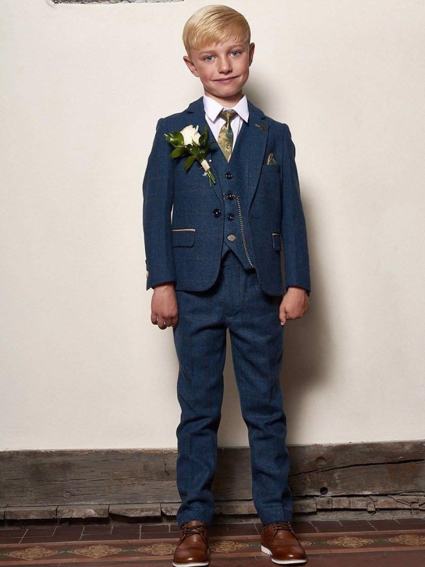 Blue Dion Tweed Check Kids Suit