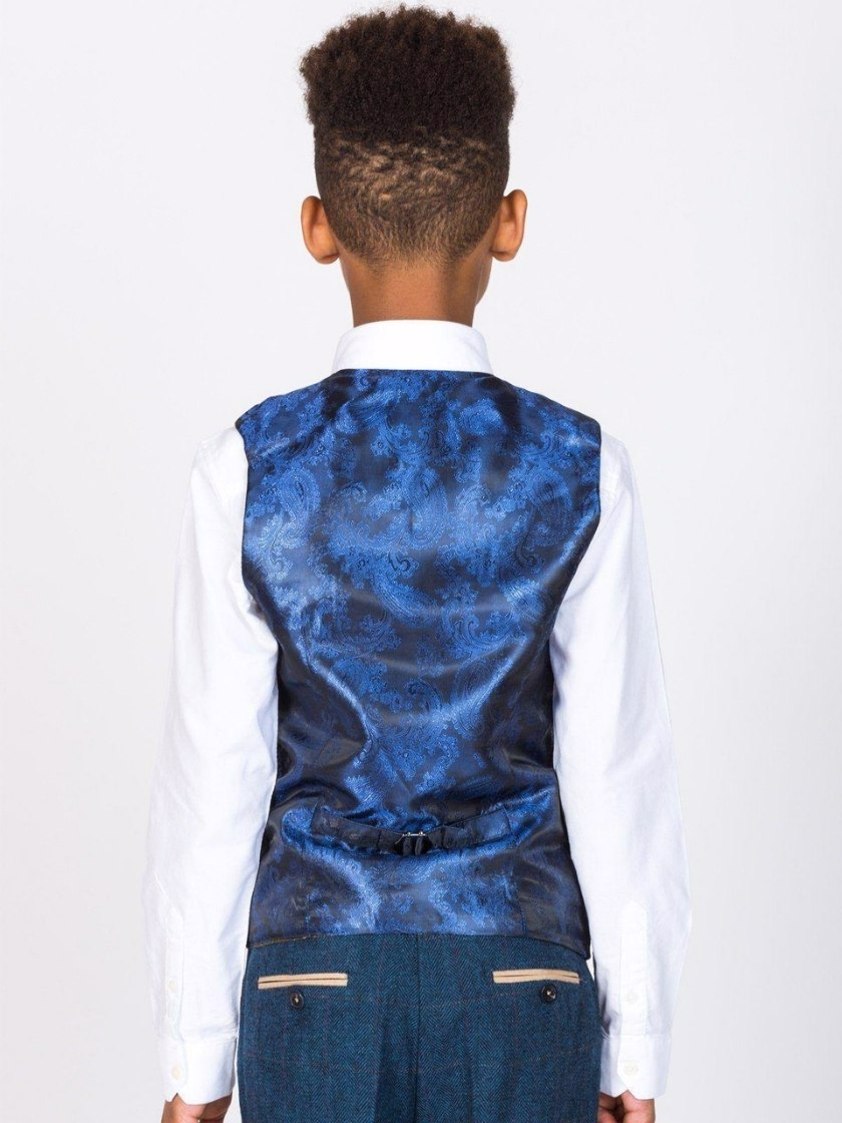 Blue Dion Tweed Check Kids Suit