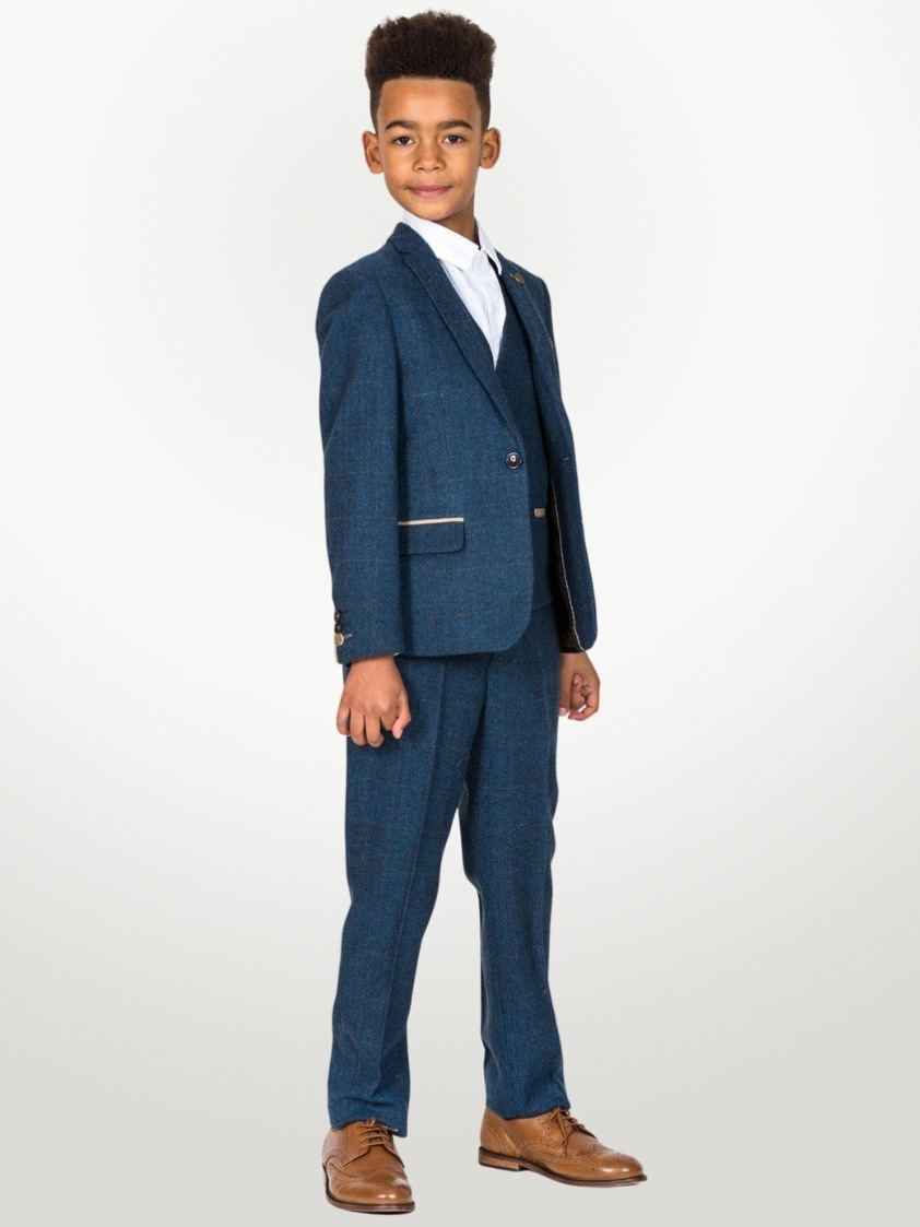 Blue Dion Tweed Check Kids Suit