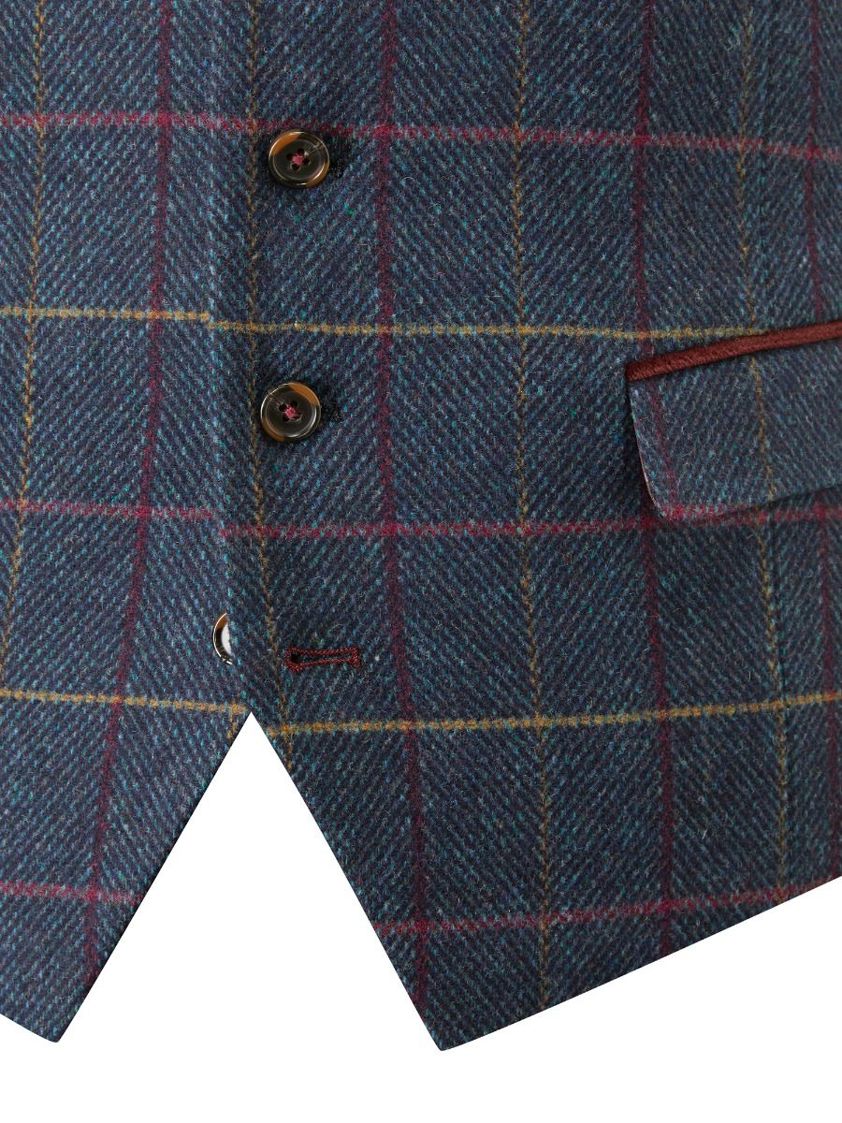 Navy Doyle Check Waistcoat