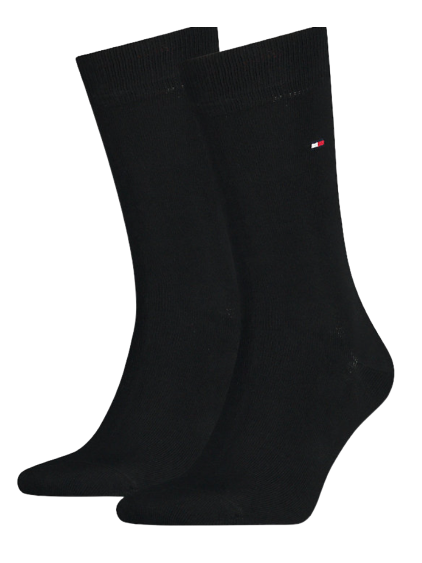 Black Tommy Hilfilger Men Classic Socks 2 Pack