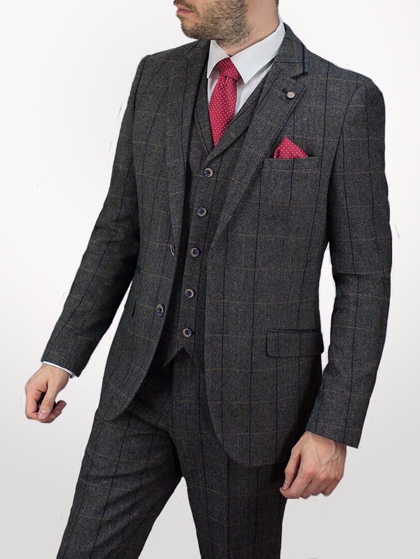 Grey/navy Albert Tweed Jacket | Joshua Adams Menswear