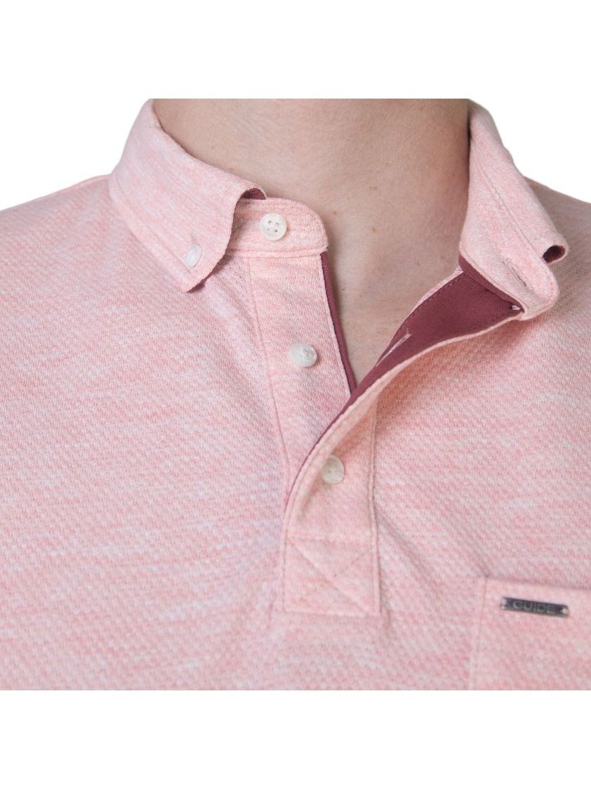 Pink Cotton Texture Polo Shirt