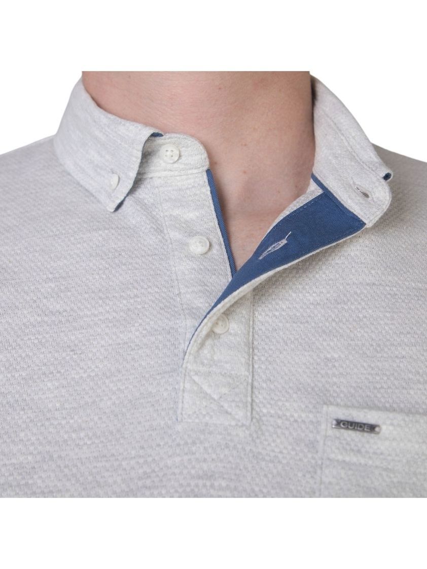 Grey Cotton Texture Polo Shirt