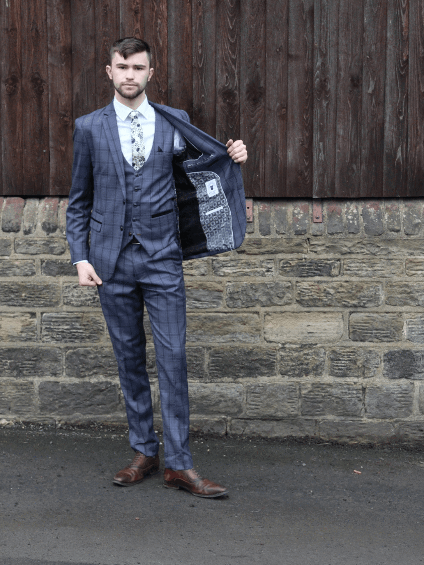 Grey Jose Checked 2piece Suit