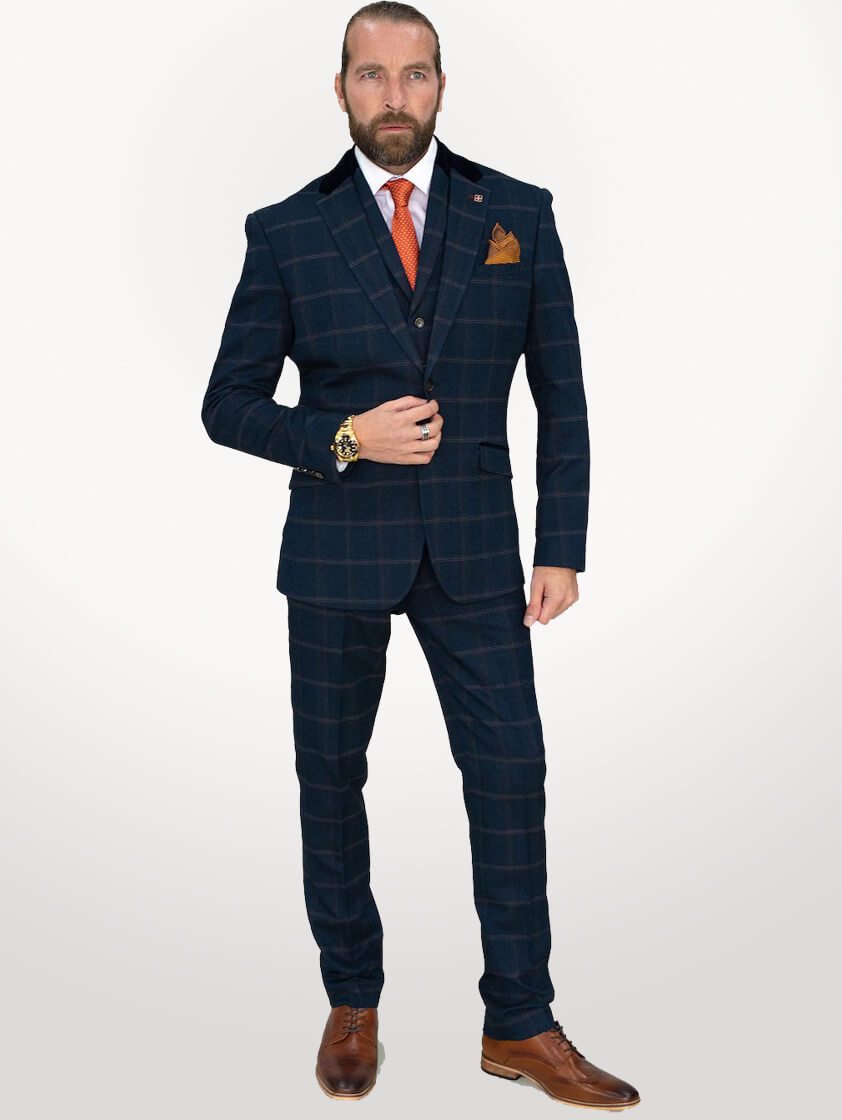 Navy Connall Tweed Style Suit