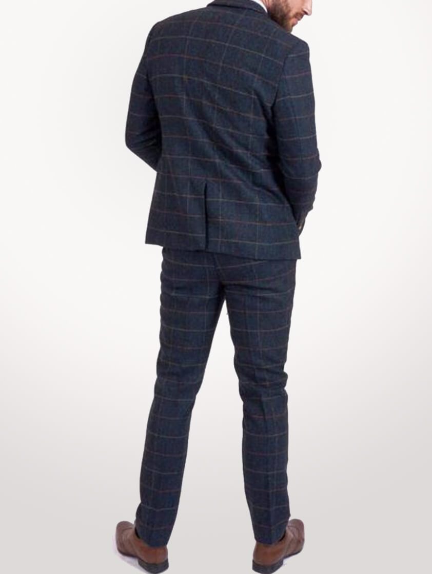 Blue Eton Blue Check Tweed Trousers