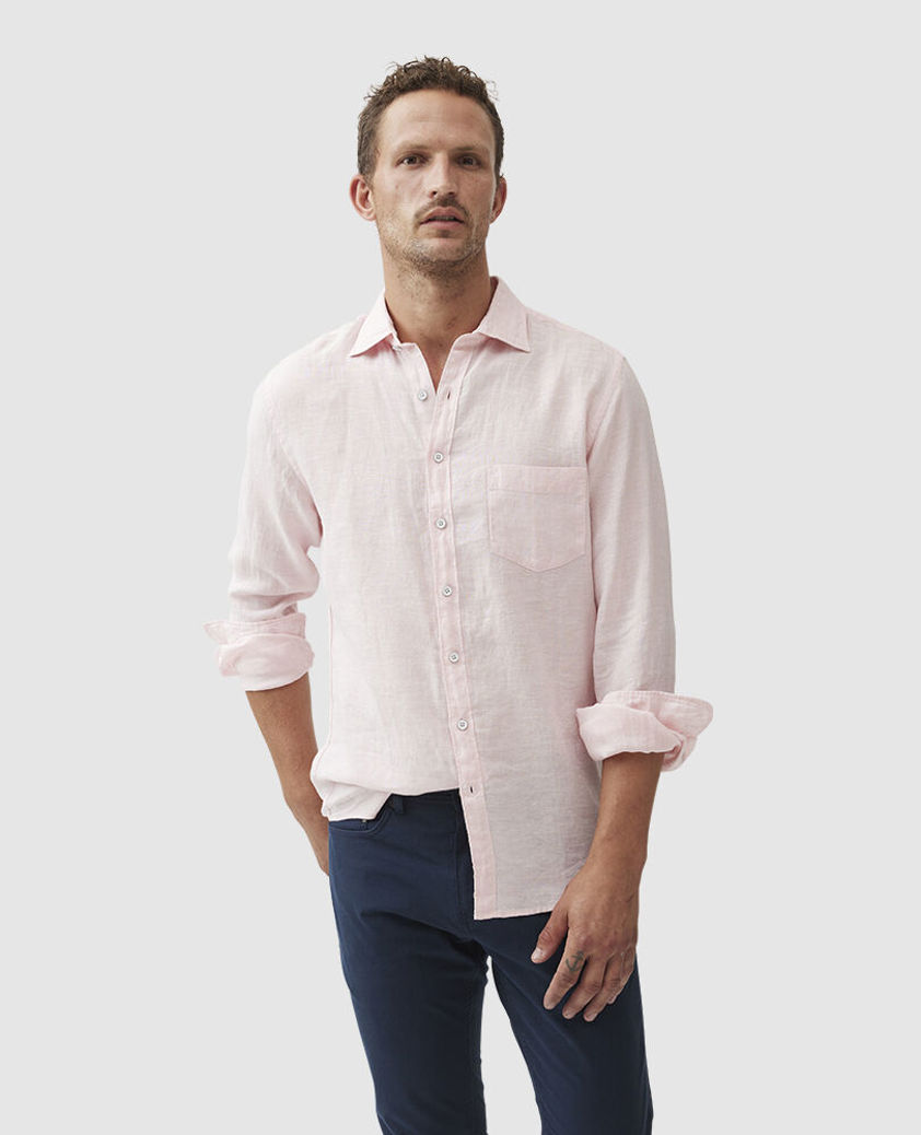 Rose Water Long Sleeve Linen Shirt