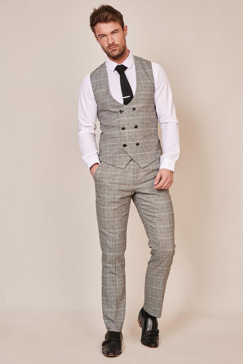 Grey Ross Monochrome Check Three Piece Suit