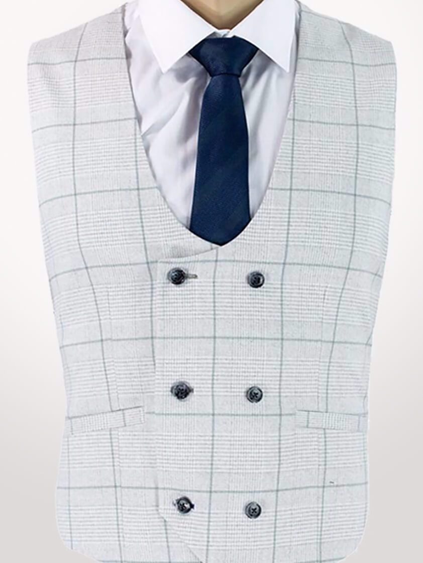 Silver Radika Check Waistcoat