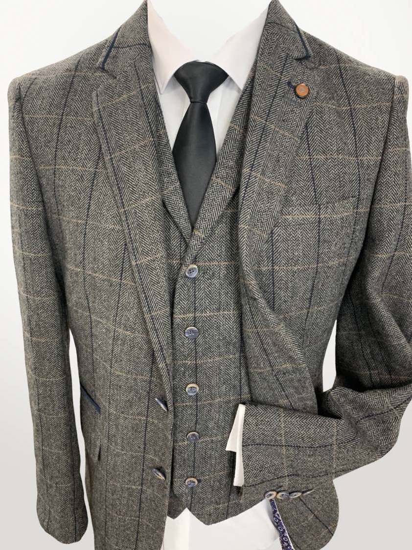 Grey/navy Albert Tweed Kids Suit