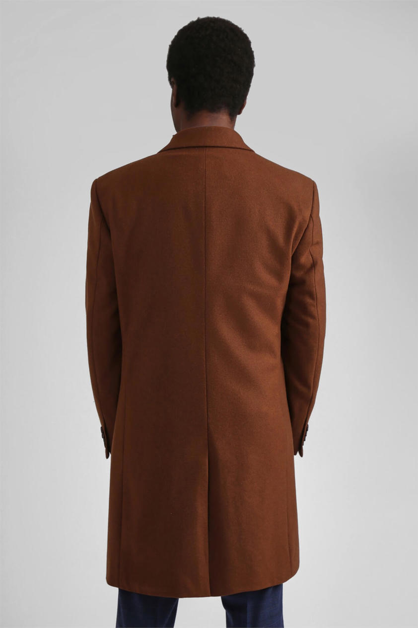 Tan Slim Fit Italian Melton Overcoat