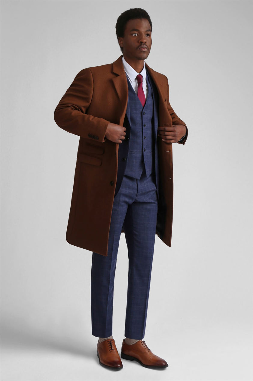 Tan Slim Fit Italian Melton Overcoat