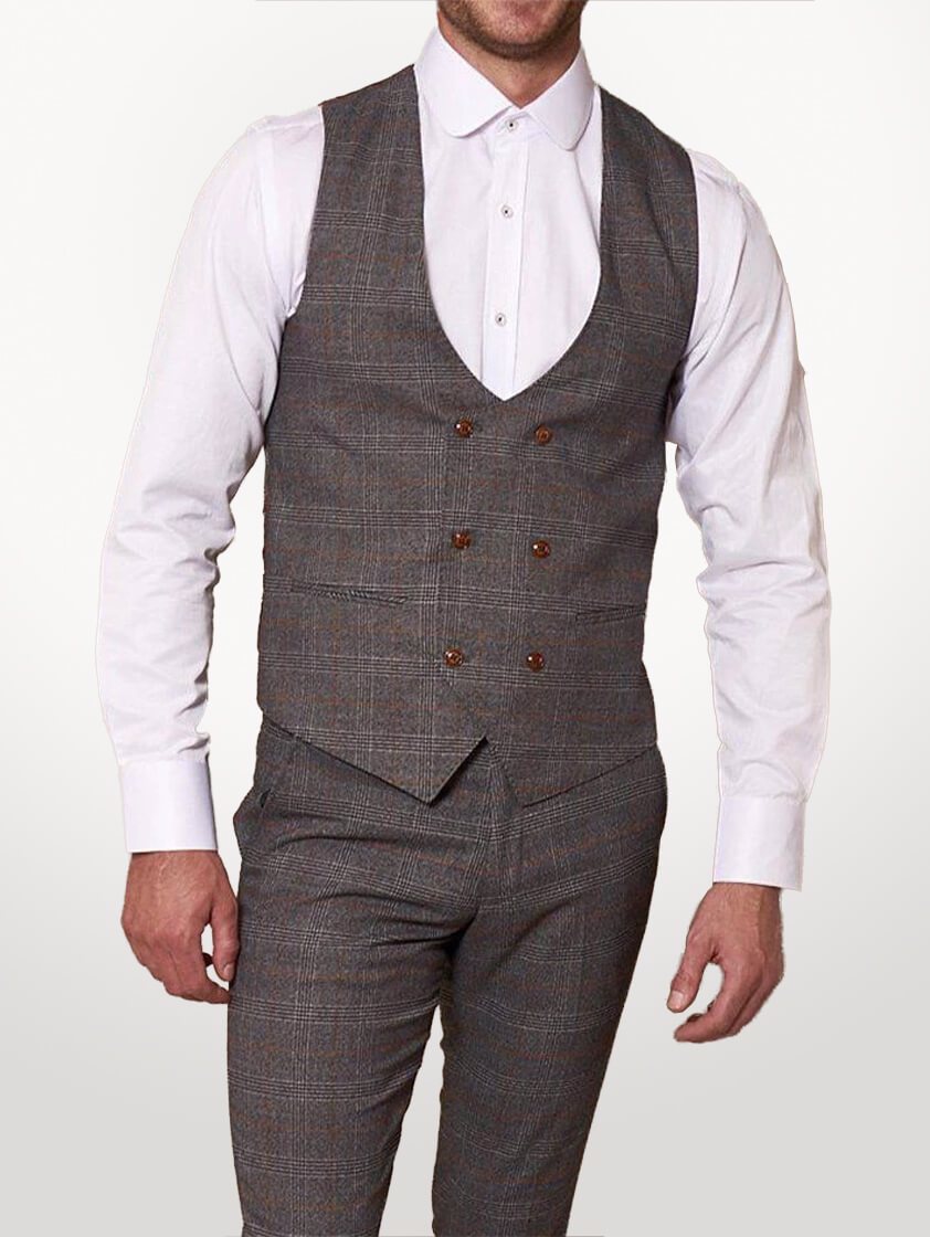 Grey Jenson Check Waistcoat