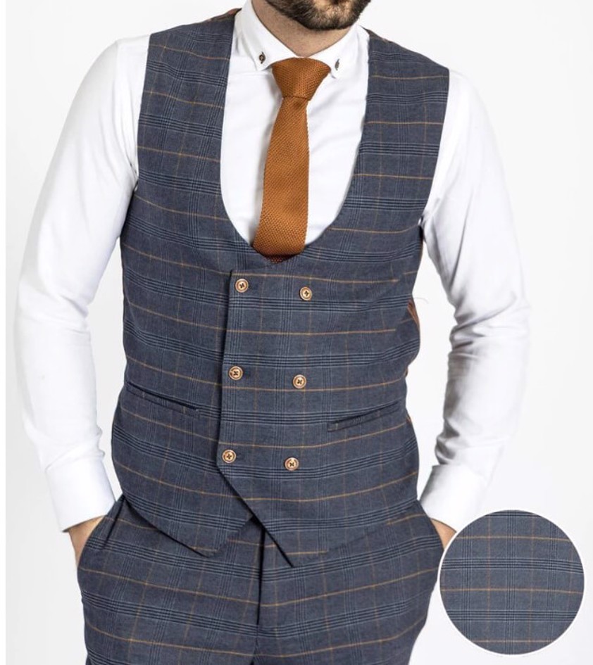 Marine Jenson Check Waistcoat