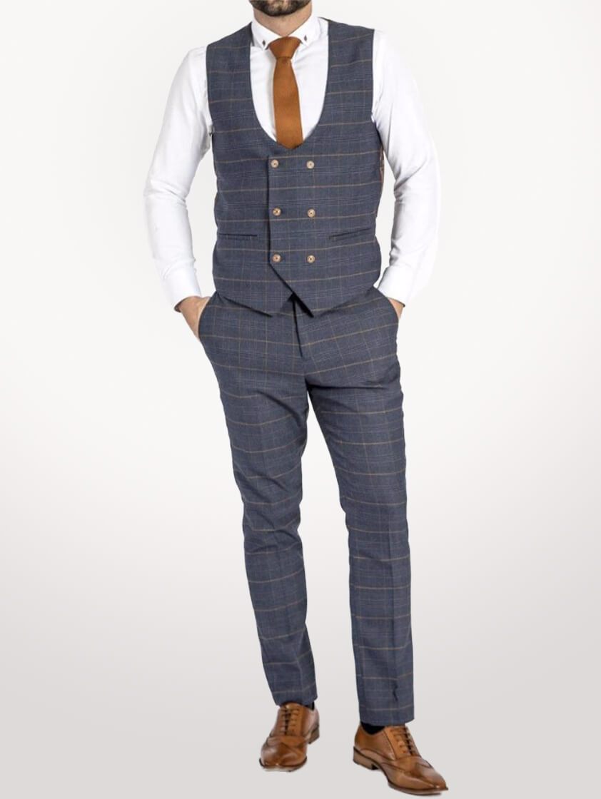 Marine Jenson Check Waistcoat