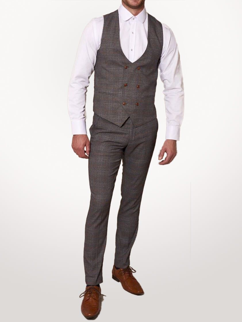 Grey Jenson Check Waistcoat