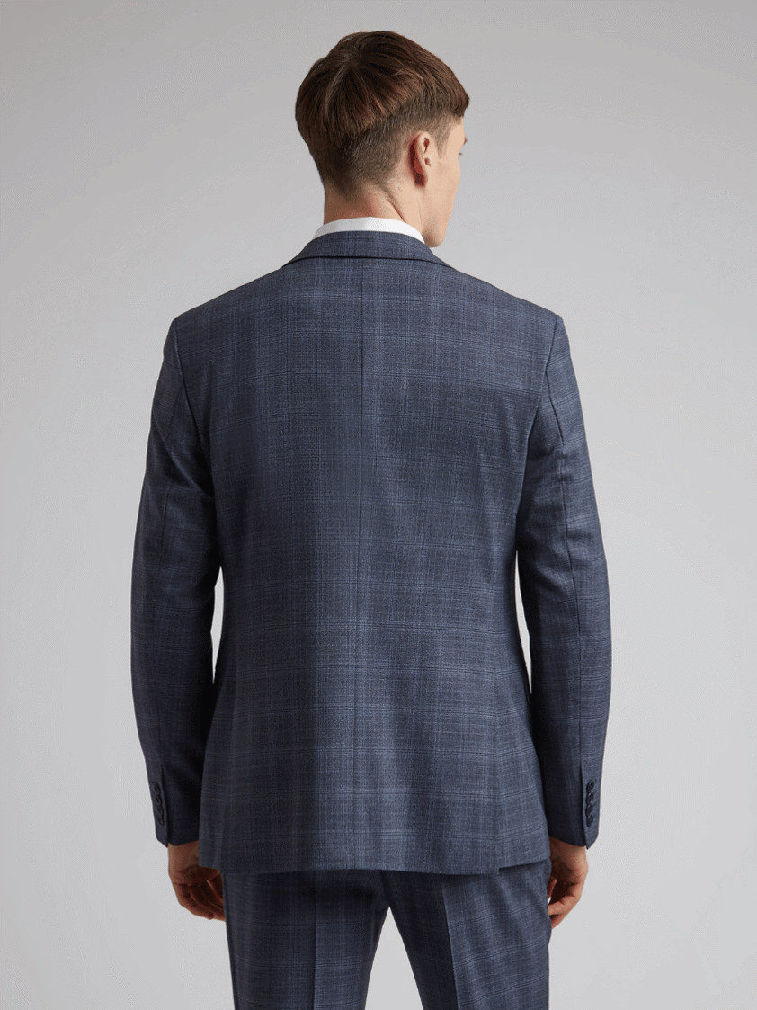 Blue Wool 3piece Slim Fit Suit Airforce Check