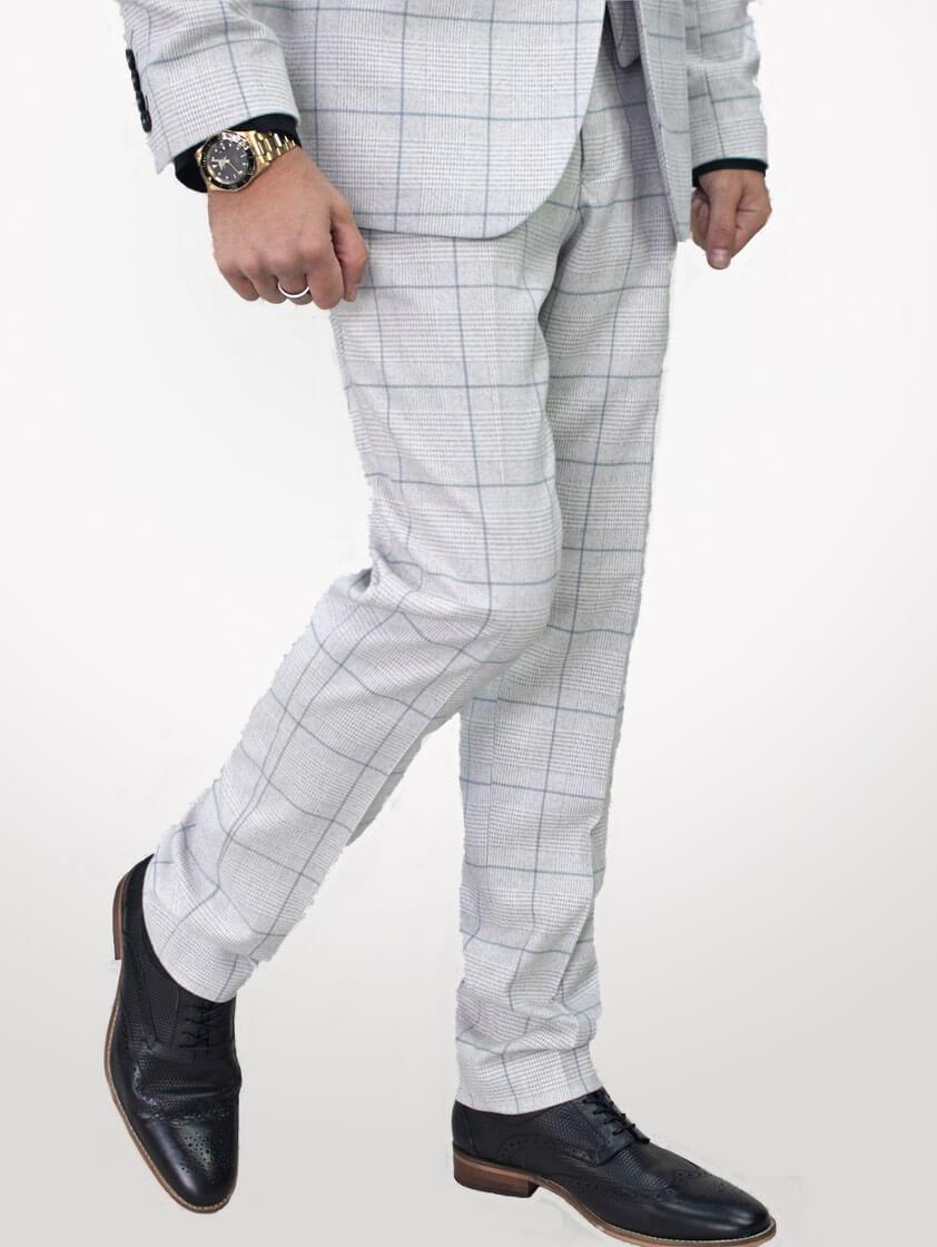 Silver 3 piece Radika Check Suit