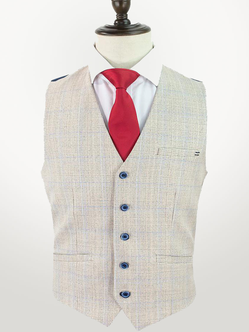 Cream Caridi Check Three Piece Suit