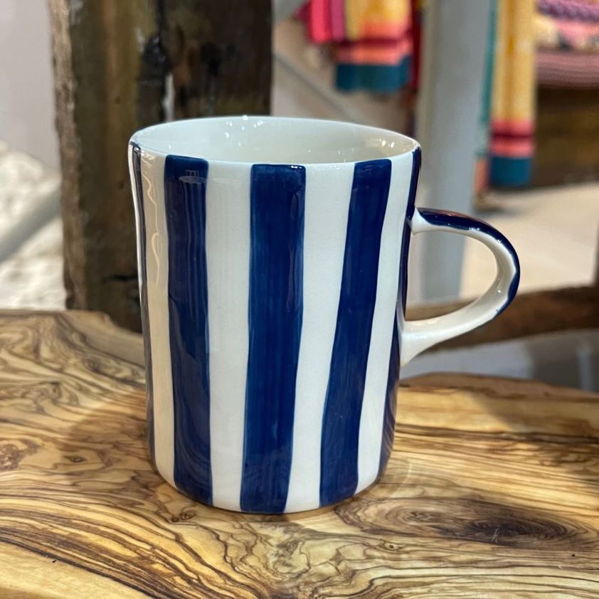 Blue Candy Stripe Demi Mugs