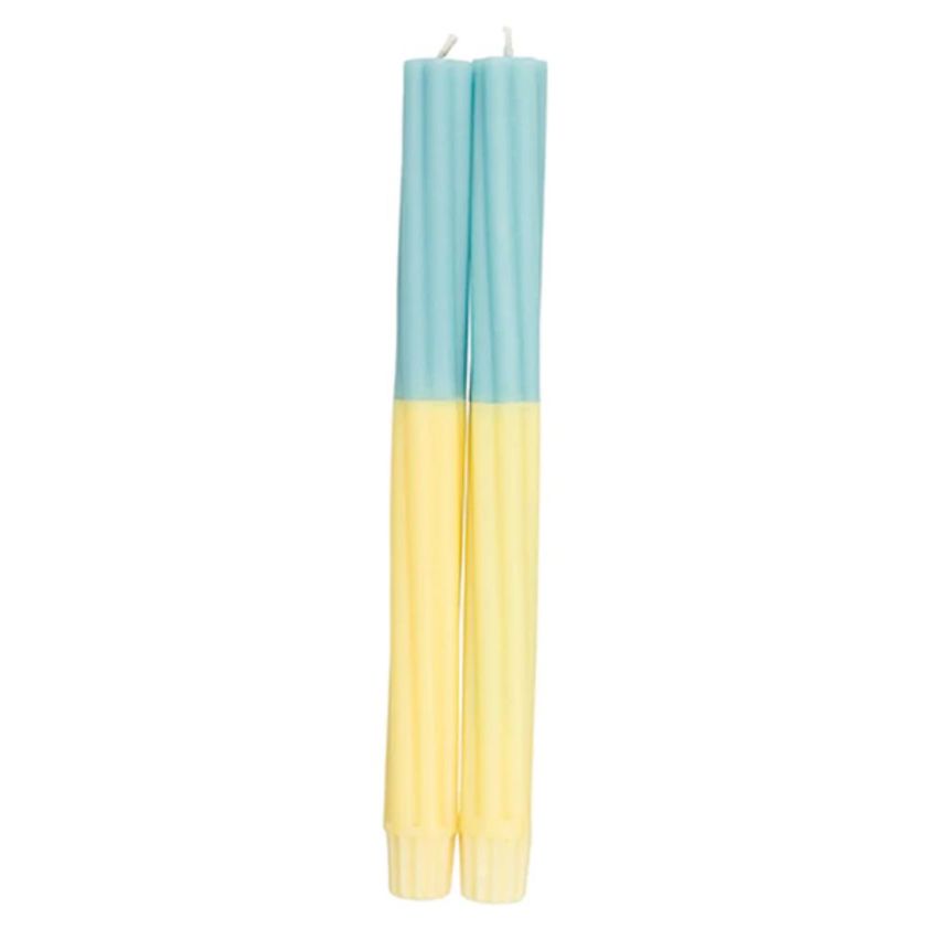 Blue/Yellow Twisted Two Colour Candles