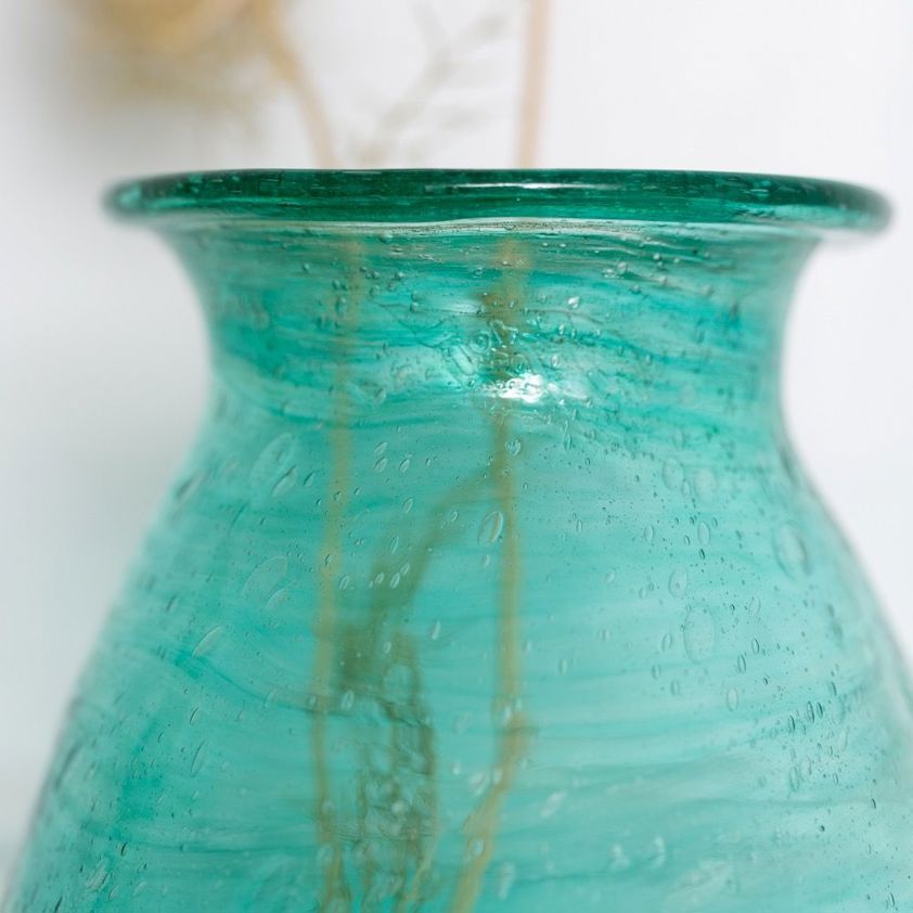 Padma Vase Teal Coloured Recycled Glass