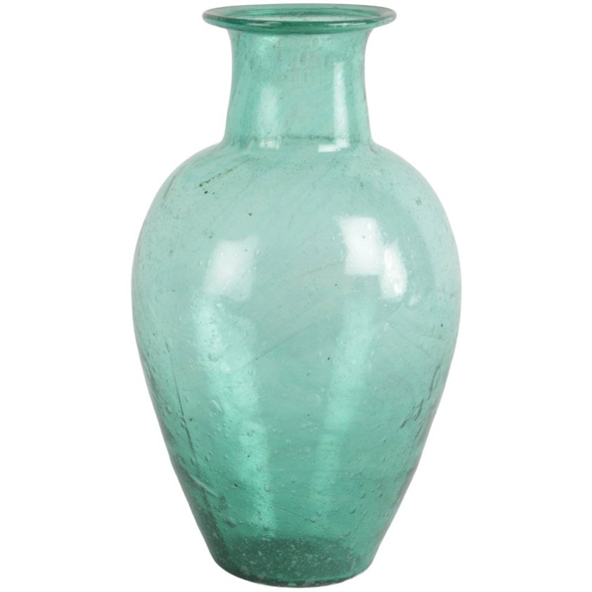 'Chambal' Vase Made of Teal Coloured Recycled Glass
