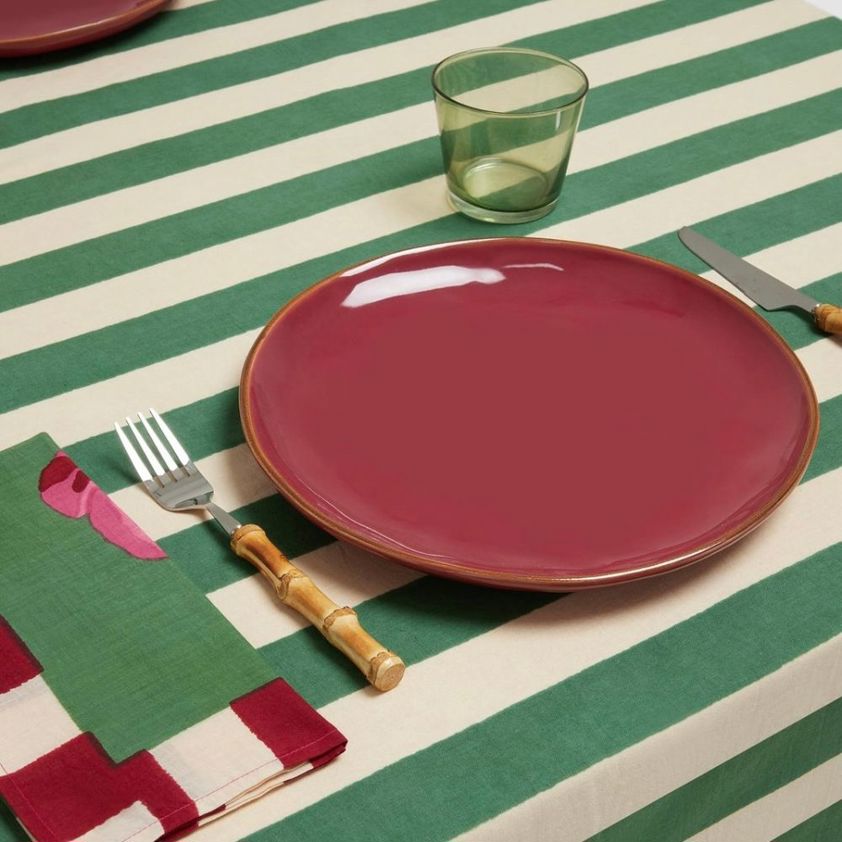 180 x 350 cm Lisa Corti Tablecloths Green Nizam Stripes