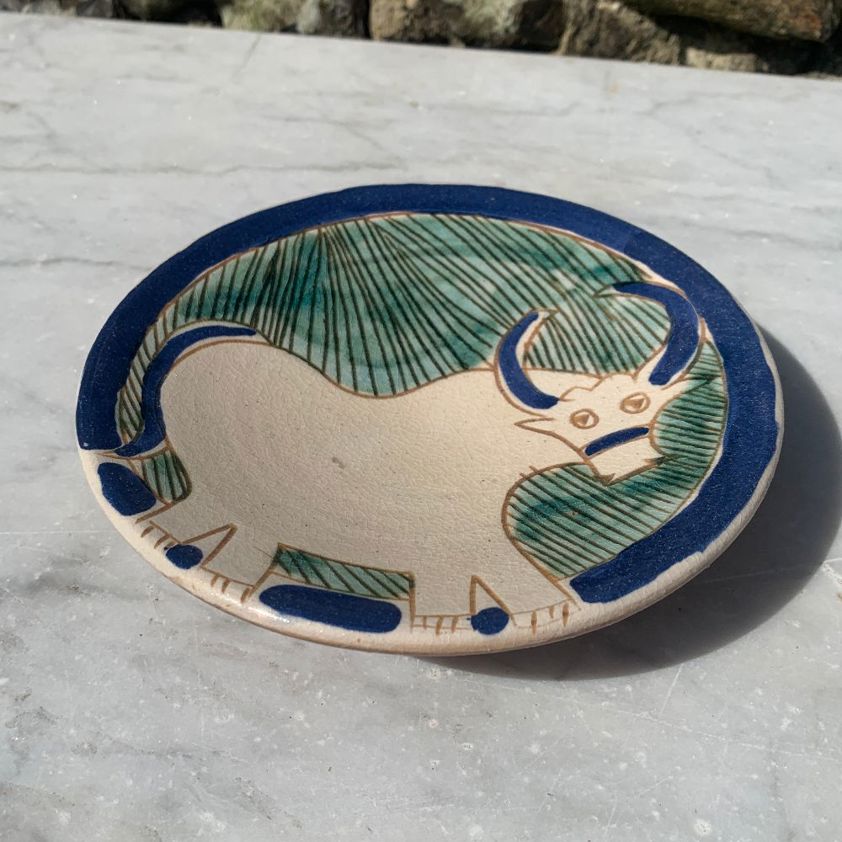 Fayoum Stargazing Bull Plate; Egyptian colour & artistry