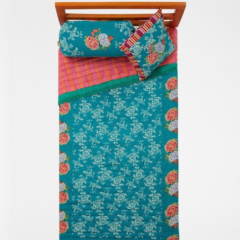 Kandem Queen Green Lisa Corti Reversible Quilts 180 x 270 cm
