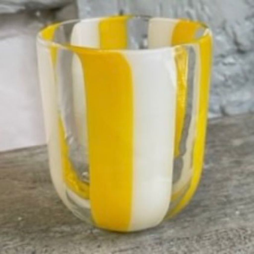 Murano Stripe Glass Yellow & White