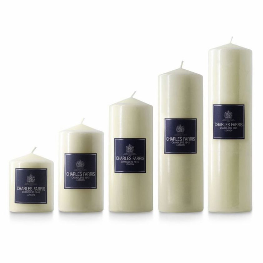 12" high Ivory Wrapped Pillar Candles 4" Diameter