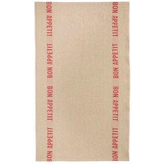 Red Natural Linen Tea Towels With 'Bon Appetit'