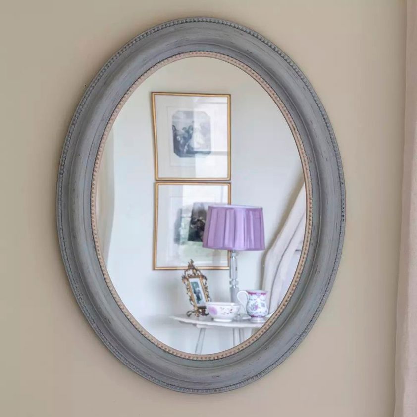 Oval Mirror in Vintage Soft Grey