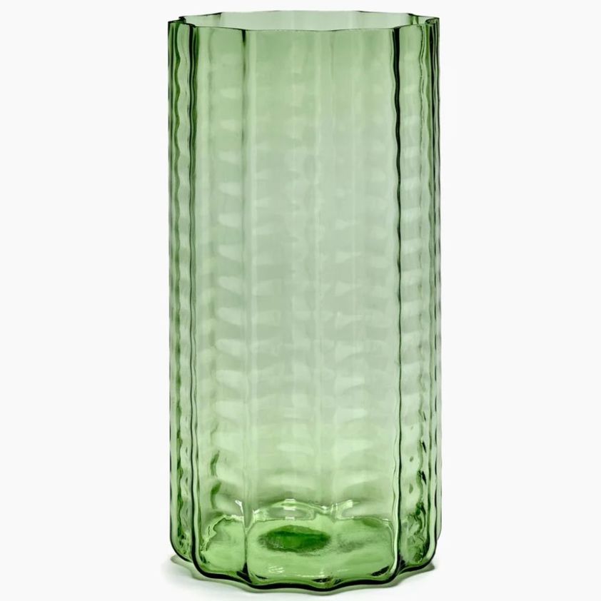 Large Vase in Green Transparent Waves