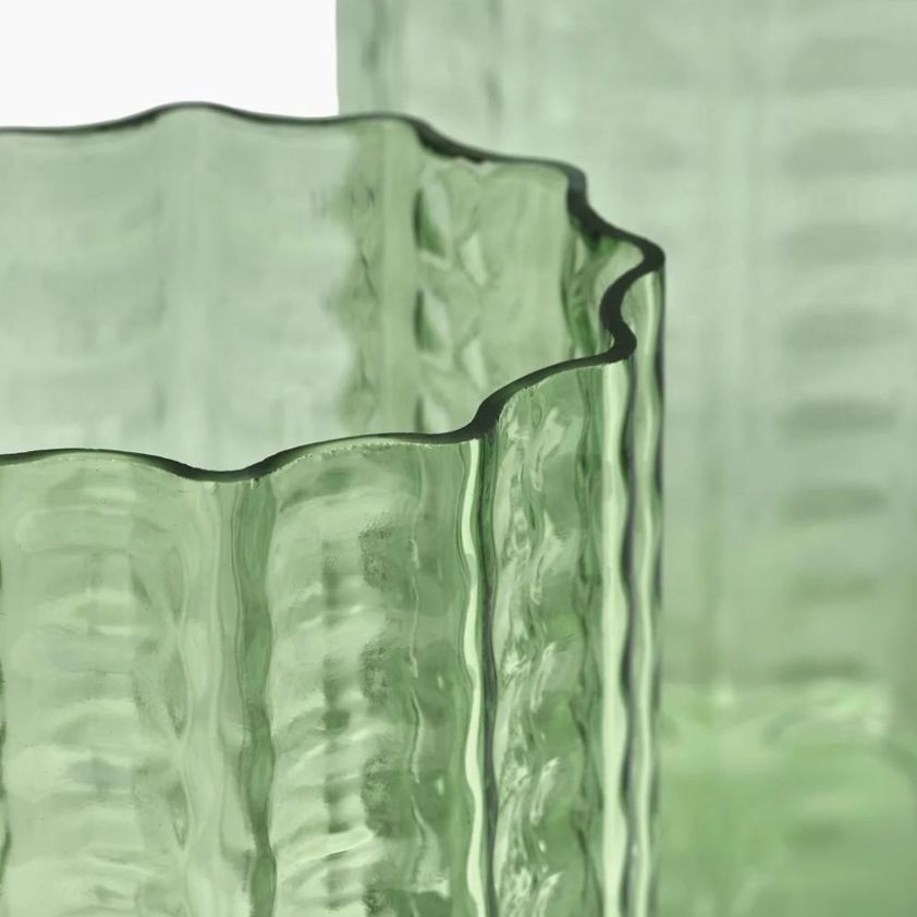 Medium Vase in Green Transparent Waves