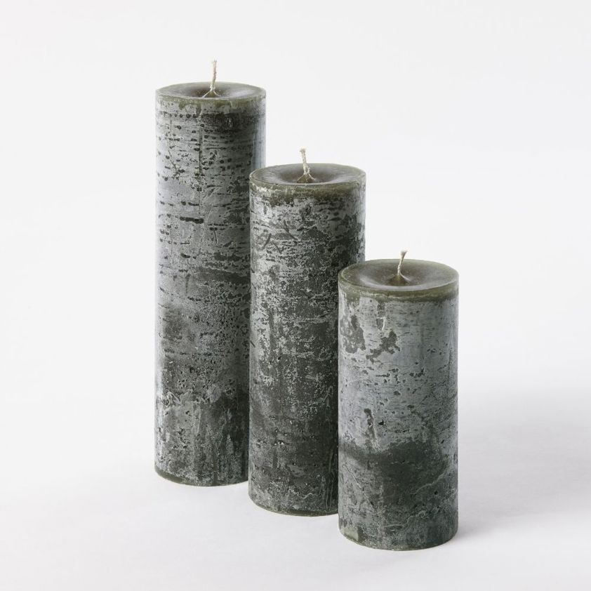 Dark Green Coloured Pillar Candles