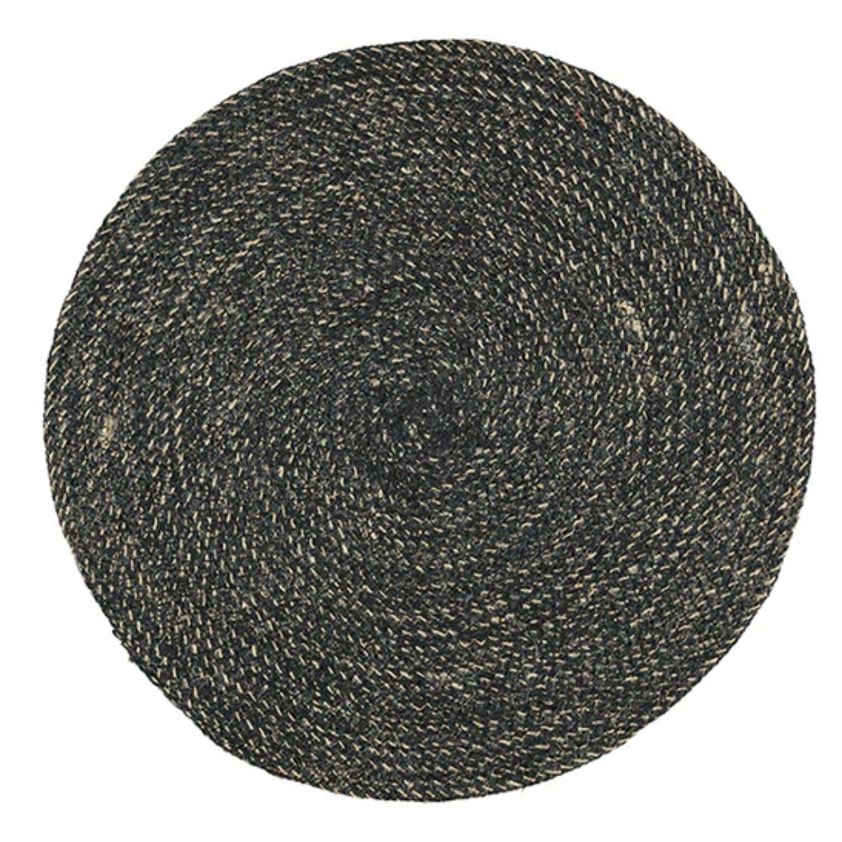 Jet Black Woven Jute Placemats in Set of Four