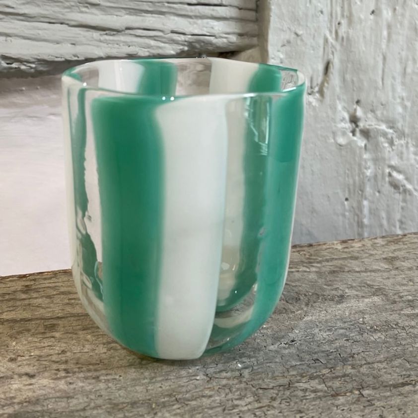 Murano Stripe Glass Green & White