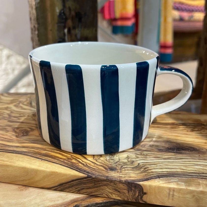 Blue Candy Stripe Large Mugs