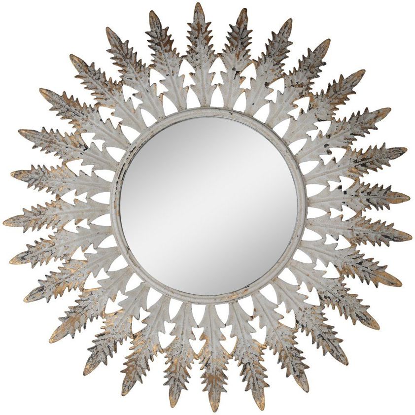 Round Mirror With Golden Leaves