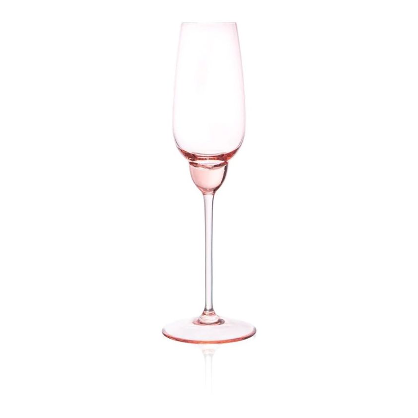 Suede PInk Shadows Champagne Glass in Cloudless Clear & Suede Pink